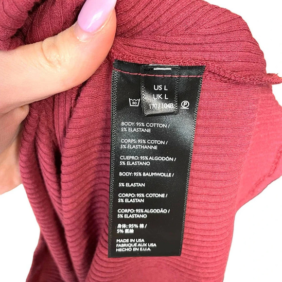 Free People Beach Guess Who's Back Rib Knit Cutout‎ Dress Wild Garnet Size Large - Picture 10 of 11